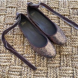 GAP Glitter Ankle Tie Ballet Flats